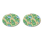 Girls With Dogs For A Walk In The Park Cufflinks (Oval) Front(Pair)