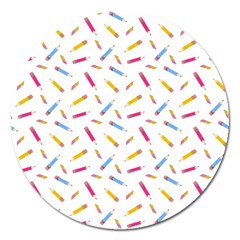 Multicolored Pencils And Erasers Magnet 5  (round) by SychEva