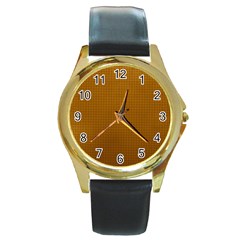 Metallic Mesh Screen 2-gold Round Gold Metal Watch by impacteesstreetweareight