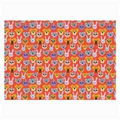 Cute Faces Of Dogs And Cats With Glasses Large Glasses Cloth (2 Sides) by SychEva