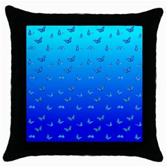 Butterflies At Blue, Two Color Tone Gradient Throw Pillow Case (black) by Casemiro