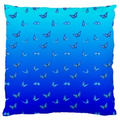 Butterflies At Blue, Two Color Tone Gradient Large Cushion Case (one Side) by Casemiro