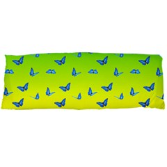 Blue Butterflies At Yellow And Green, Two Color Tone Gradient Body Pillow Case Dakimakura (two Sides) by Casemiro