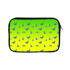 Blue Butterflies At Yellow And Green, Two Color Tone Gradient Apple Ipad Mini Zipper Cases by Casemiro