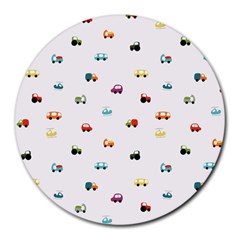 Cute Bright Little Cars Round Mousepads by SychEva