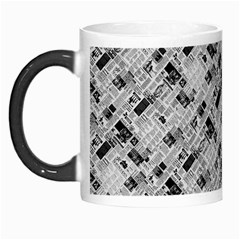 8 Bit Newspaper Pattern, Gazette Collage Black And White Morph Mugs by Casemiro