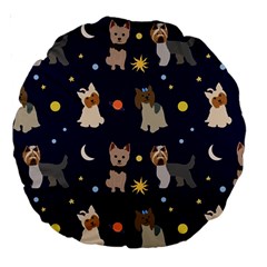 Terrier Cute Dog With Stars Sun And Moon Large 18  Premium Round Cushions by SychEva