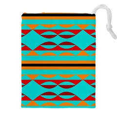 Shapes On A Blue Background Drawstring Pouch (4xl) by LalyLauraFLM