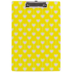 Purple Hearts On Yellow Background A4 Clipboard by SychEva