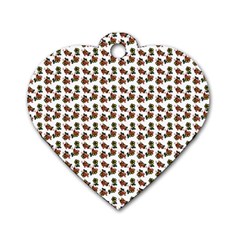 Cute Deer Pattern White Dog Tag Heart (one Side) by snowwhitegirl