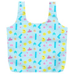 Arcade Dreams Blue  Full Print Recycle Bag (xl) by thePastelAbomination