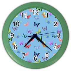 Multicolored Butterflies Whirl Color Wall Clock by SychEva