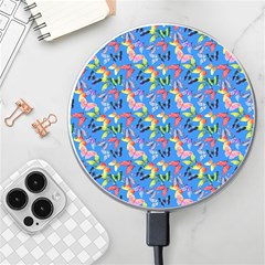 Multicolored Butterflies Fly On A Blue Background Wireless Charger by SychEva