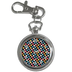 Multicolored Donuts On A Black Background Key Chain Watches by SychEva