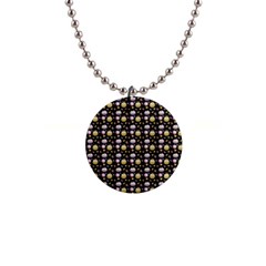 Shiny Pumpkins On Black Background 1  Button Necklace by SychEva