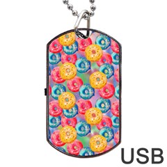 Multicolored Donuts Dog Tag Usb Flash (two Sides) by SychEva