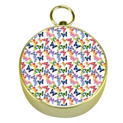 Multicolored Butterflies Gold Compasses by SychEva