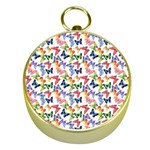 Multicolored Butterflies Gold Compasses Front