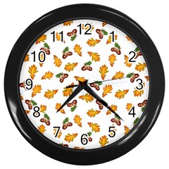 Oak Leaves And Acorns Wall Clock (black) by SychEva