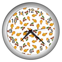 Oak Leaves And Acorns Wall Clock (silver) by SychEva