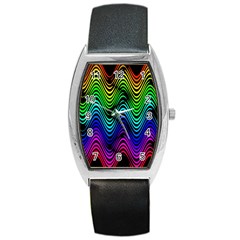 Abstract Rainbow Curves Pattern Barrel Style Metal Watch by Casemiro