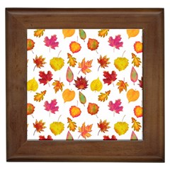 Watercolor Autumn Leaves Framed Tile by SychEva