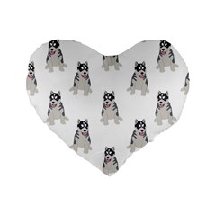 Cute Husky Puppies Standard 16  Premium Flano Heart Shape Cushions by SychEva