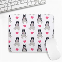 Little Husky With Hearts Large Mousepads by SychEva