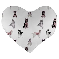 Husky Dogs With Sparkles Large 19  Premium Flano Heart Shape Cushions by SychEva