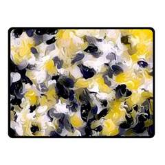 Black, Gray And Yellow Swirls  Double Sided Fleece Blanket (small)  by Khoncepts