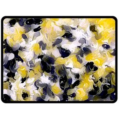 Black, Gray And Yellow Swirls  Double Sided Fleece Blanket (large)  by Khoncepts