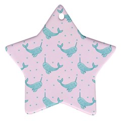 Narwales Stars  Pattern Pink Star Ornament (two Sides) by Littlebird