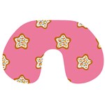 Cookies Pattern Pink Travel Neck Pillow Front