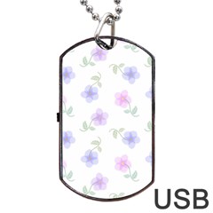 Flowers Pattern Dog Tag Usb Flash (one Side) by Littlebird