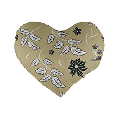 Folk Flowers Print Floral Pattern Ethnic Art Standard 16  Premium Flano Heart Shape Cushions by Eskimos