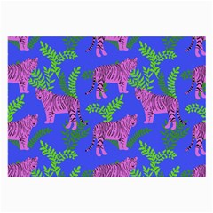 Pink Tigers On A Blue Background Large Glasses Cloth (2 Sides) by SychEva