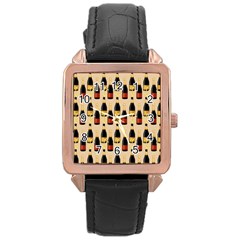 Champagne For The Holiday Rose Gold Leather Watch  by SychEva