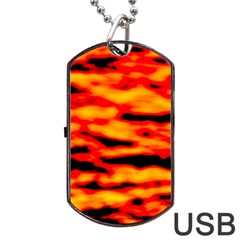 Red  Waves Abstract Series No14 Dog Tag Usb Flash (one Side) by DimitriosArt