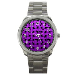 Weaved Bubbles At Strings, Purple, Violet Color Sport Metal Watch by Casemiro