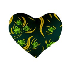 Folk Flowers Print Floral Pattern Ethnic Art Standard 16  Premium Flano Heart Shape Cushions by Eskimos