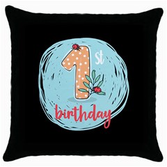 Childrens-birthday Black Throw Pillow Case by NiOng