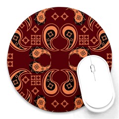 Floral Pattern Paisley Style Paisley Print  Doodle Background Round Mousepads by Eskimos