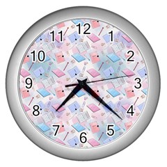 Notepads Pens And Pencils Wall Clock (silver) by SychEva