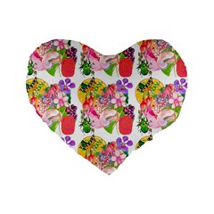 Flowers Pattern Standard 16  Premium Heart Shape Cushions by Sparkle