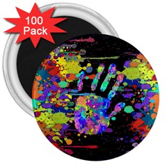 Crazy Multicolored Each Other Running Splashes Hand 1 3  Magnets (100 Pack) by EDDArt