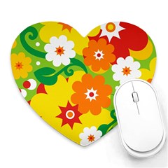 Flower Power Wallpaper Green Yellow Orange Red Heart Mousepads by EDDArt