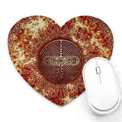 Chartres Double Infinity Antique Mandala Heart Mousepads by EDDArt