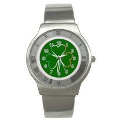Shamrock Irish Clover St Patrick Stainless Steel Watch by yoursparklingshop