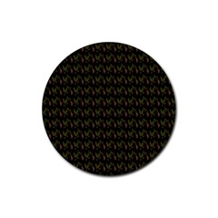 Fern Pattern 2 Black Rubber Round Coaster (4 Pack) by violetheavensky