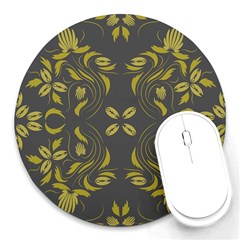 Folk Flowers Print Floral Pattern Ethnic Art Round Mousepads by Eskimos